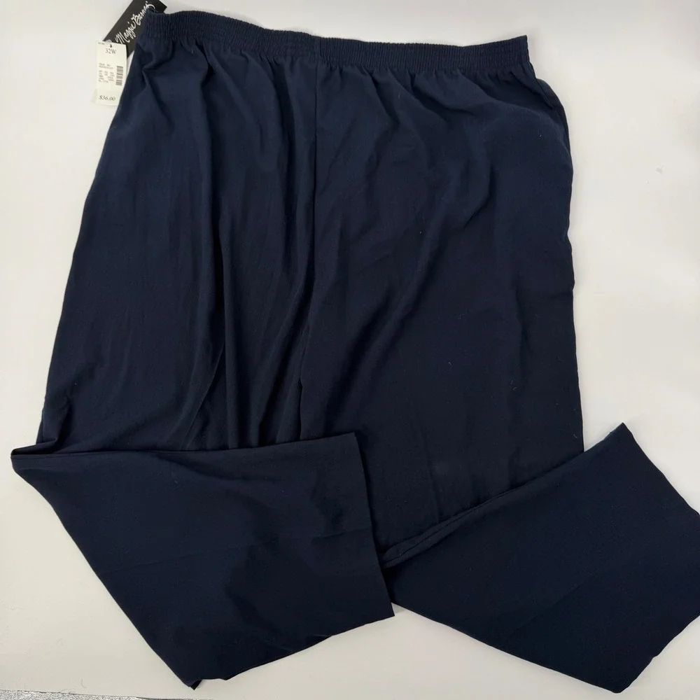 NWT VTG 90s Maggie Barnes 32W Navy High Rise Pants Minimalist Pull‎ On